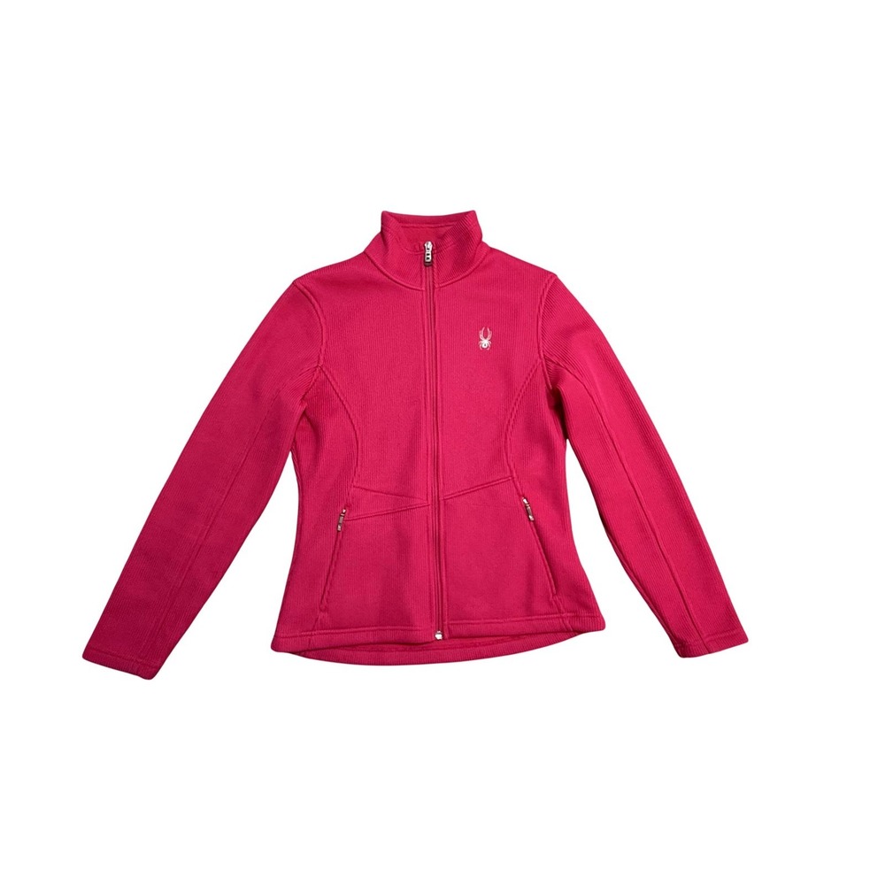 Spyder Jacket Womens Medium Pink Fleece Full Zip Mock Neck Ski Pockets Athletic